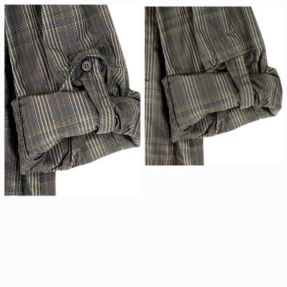 Columbia Men M Omnishade Button Up Shirt Nylon Brown Plaid Vents Roll Tab Sleeve - Picture 7 of 13